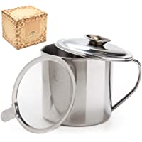 Los mejores  - Aulett Home Recipiente de Grasa de Bacon con Colador - Recipiente de Aceite Usado de Cocina y Grasa de Bacon - Ideal…